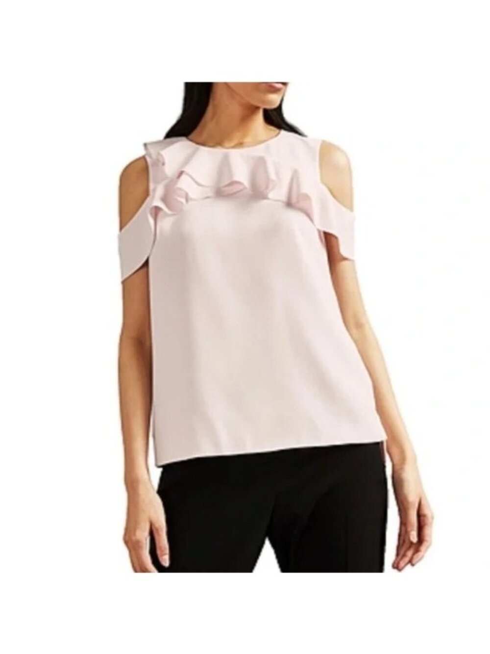 Ted Baker Honourr Sculpted Ruffle Sleeveless Top Pink size 2 Small 6
